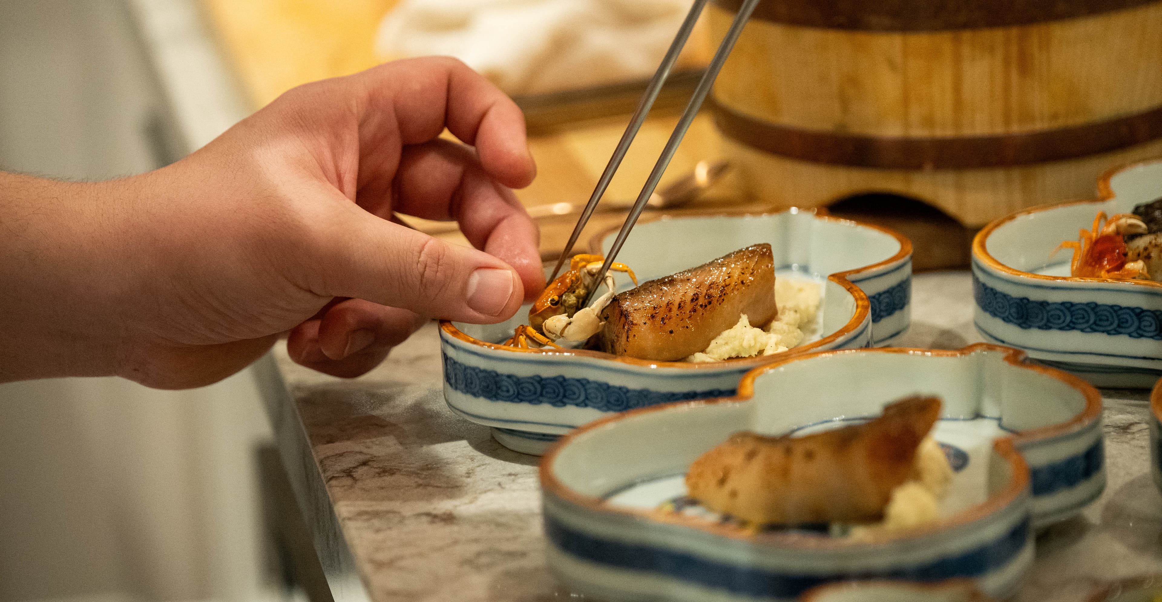 Guest enjoying omakase experience